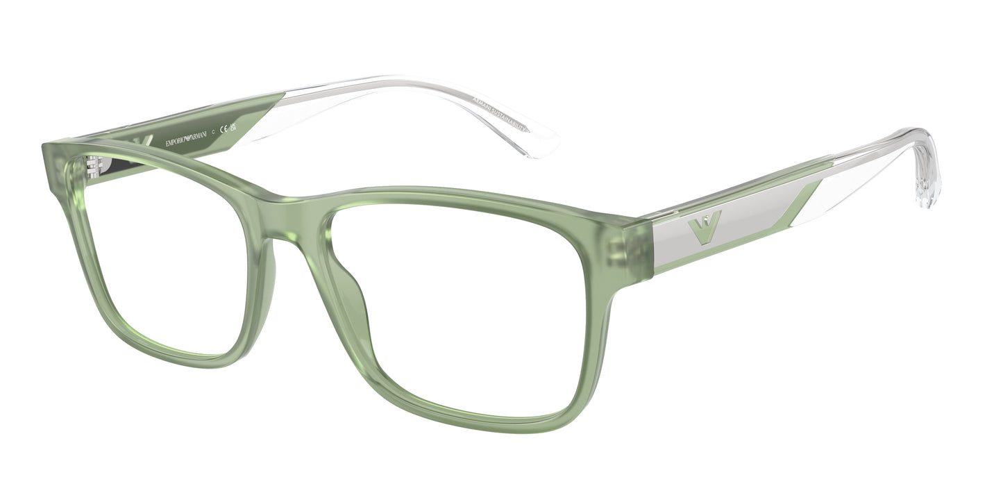 Emporio Armani EA3239 Rectangle Eyeglasses 6094-Shiny Opaline Green 55-145-17 - Color Map Green