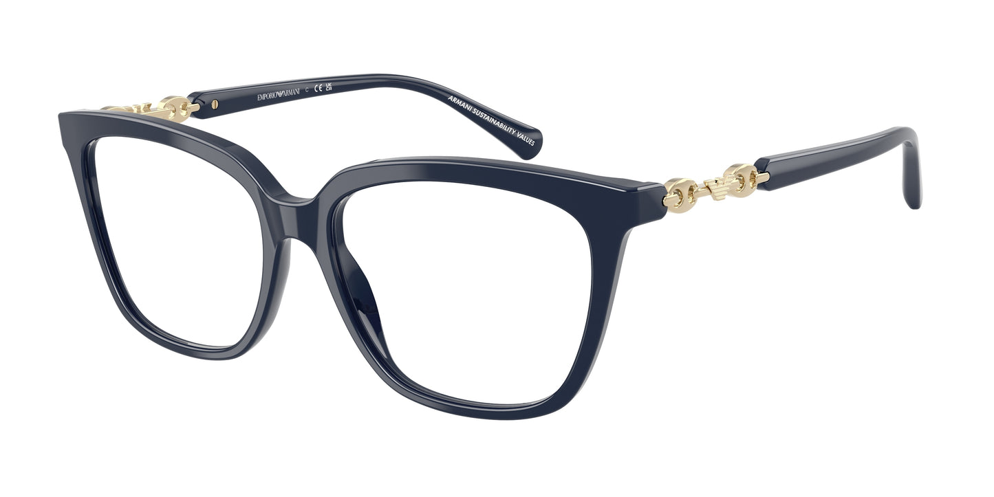 Emporio Armani EA3248 Cat Eye Eyeglasses 6039-Shiny Blue 55-140-16 - Color Map Blue