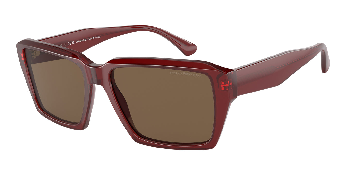 Emporio Armani EA4186 Rectangle Sunglasses 507573-Shiny Transparent Red 58-145-17 - Color Map Red