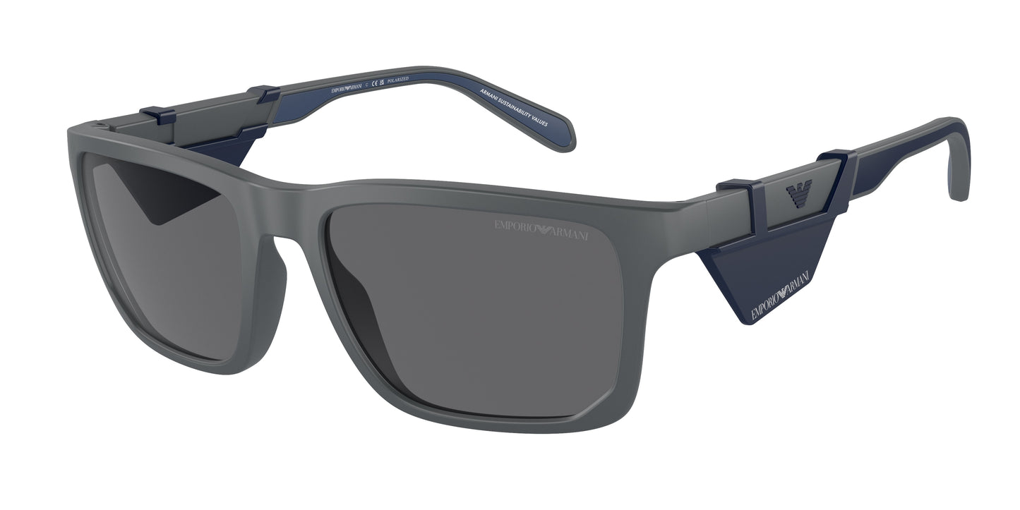 Emporio Armani EA4219 Rectangle Sunglasses 610387-Matte Dark Grey 57-145-18 - Color Map Grey
