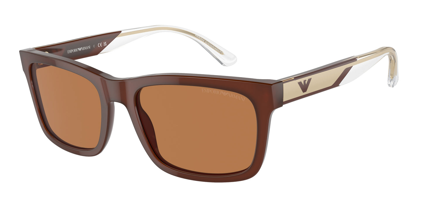 Emporio Armani EA4224 Rectangle Sunglasses 609573-Shiny Opaline Brown 57-145-19 - Color Map Brown