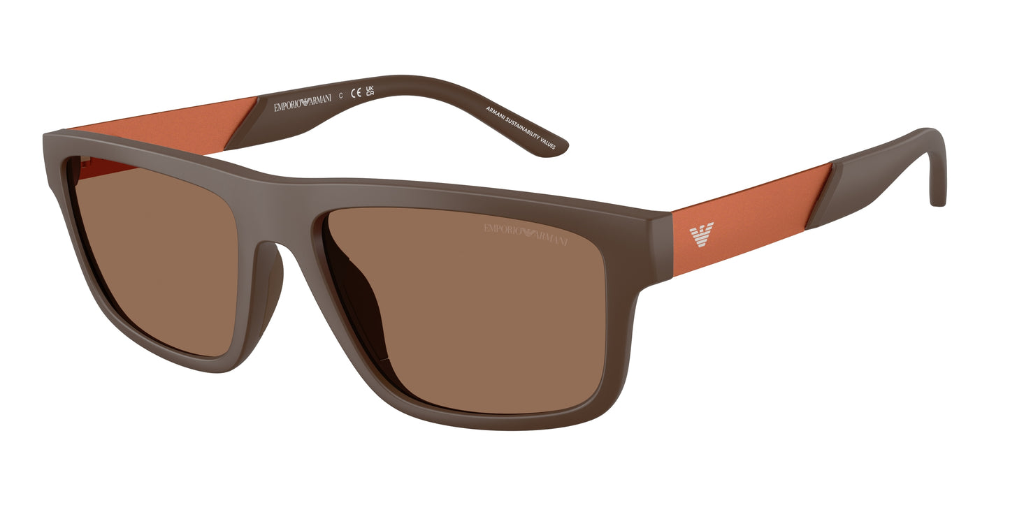 Emporio Armani EA4244U Rectangle Sunglasses 624373-Matte Brown 57-145-18 - Color Map Brown