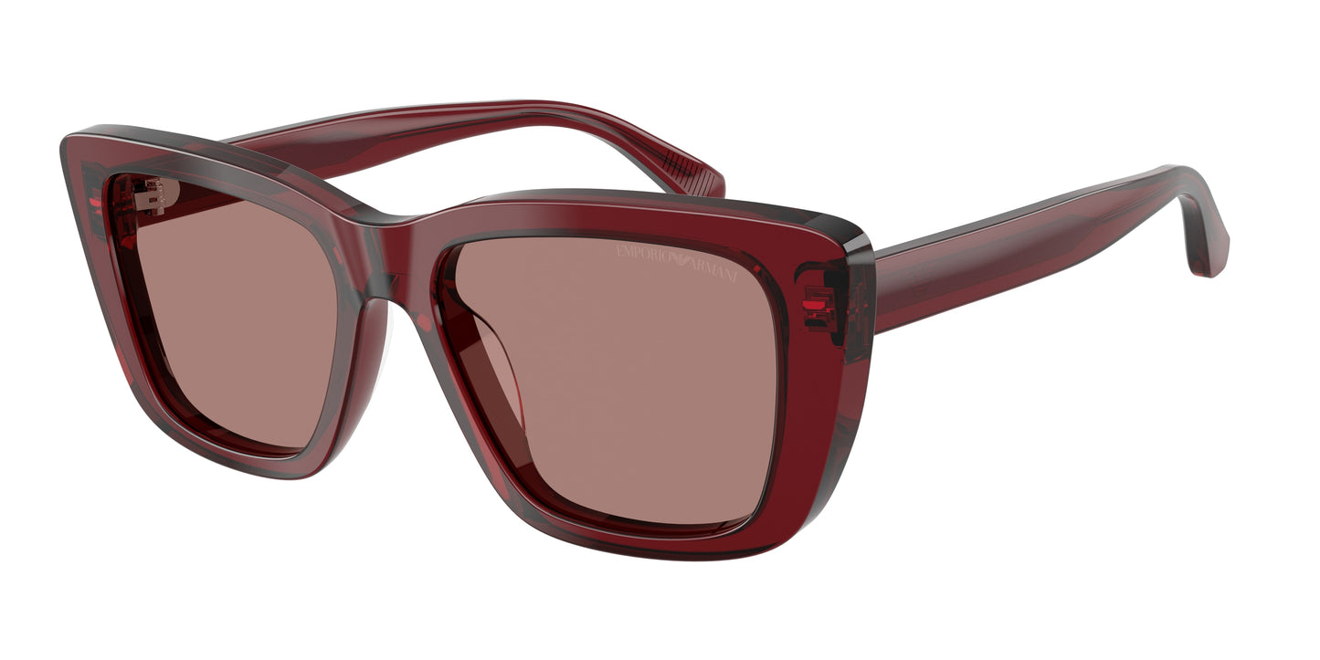 Emporio Armani EA4246U Cat Eye Sunglasses 625473-Shiny Transparent Bordeaux 54-140-17 - Color Map Red