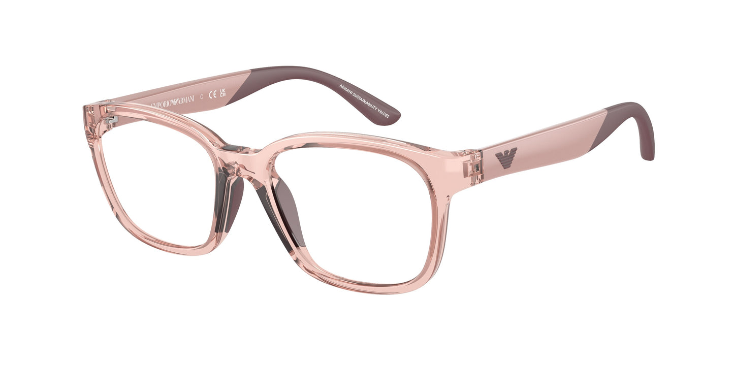 Emporio Armani Kids EK3003F Pillow Eyeglasses 5544-Shiny Transparent Pink 49-125-16 - Color Map Pink