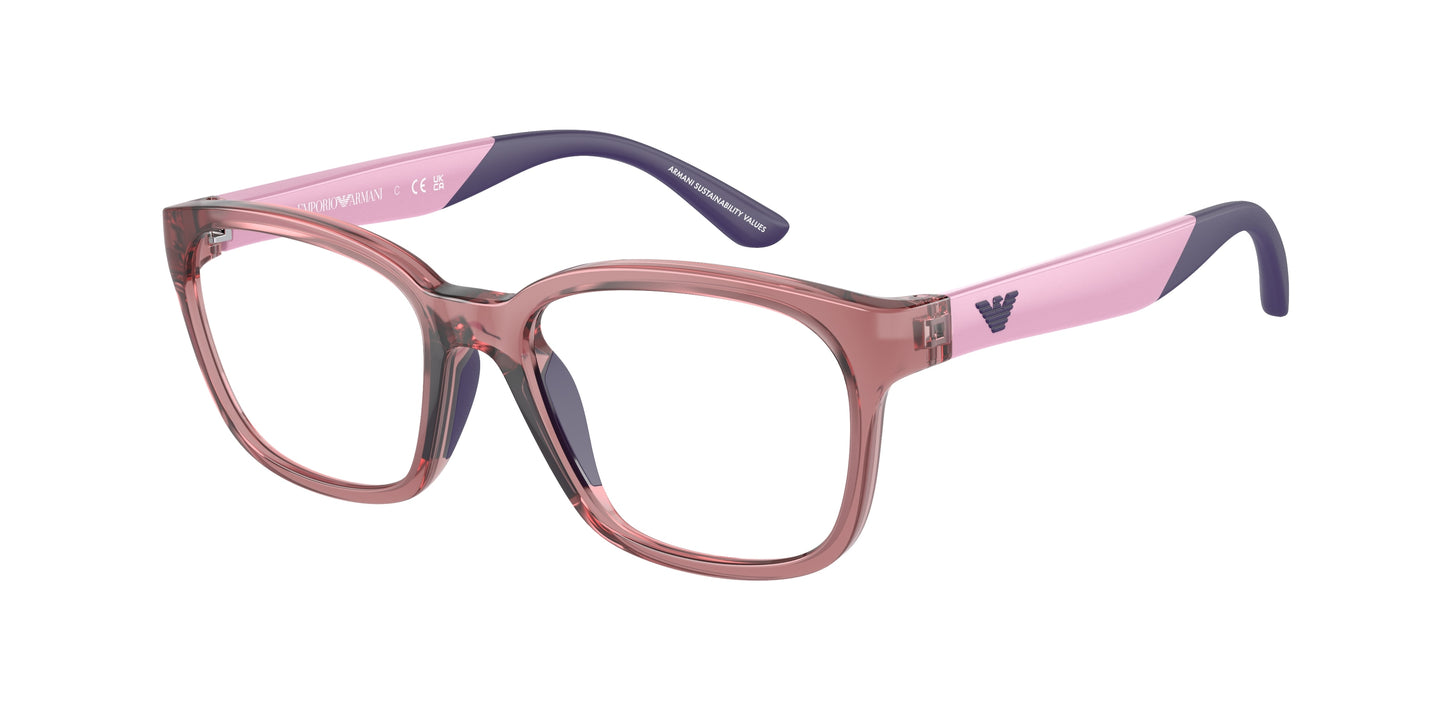 Emporio Armani Kids EK3003 Pillow Eyeglasses 5376-Shiny Transparent Lillac 49-125-16 - Color Map Violet