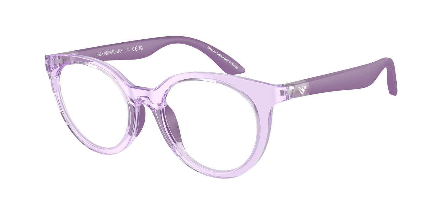Emporio Armani Kids EK3007F Phantos Eyeglasses 6143-Shiny Transparent Purple 47-130-18 - Color Map Violet