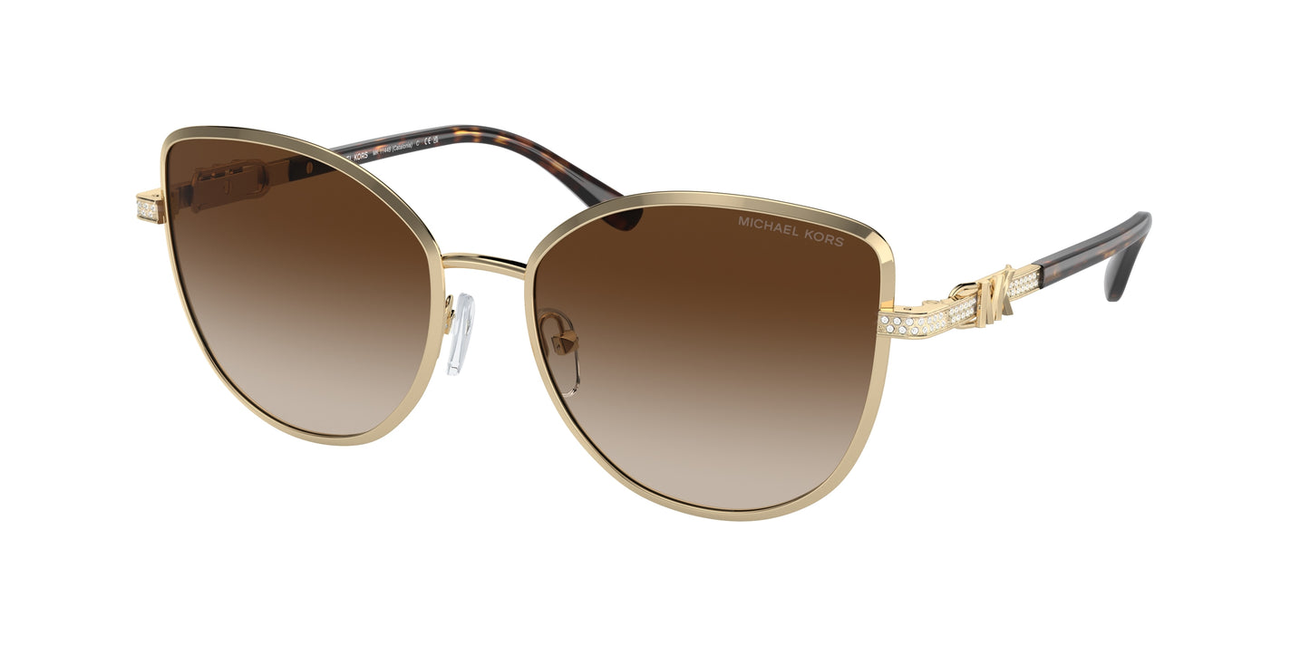 Michael Kors CATALONIA MK1144B Cat Eye Sunglasses  101413-Shiny Light Gold 56-140-17 - Color Map Gold