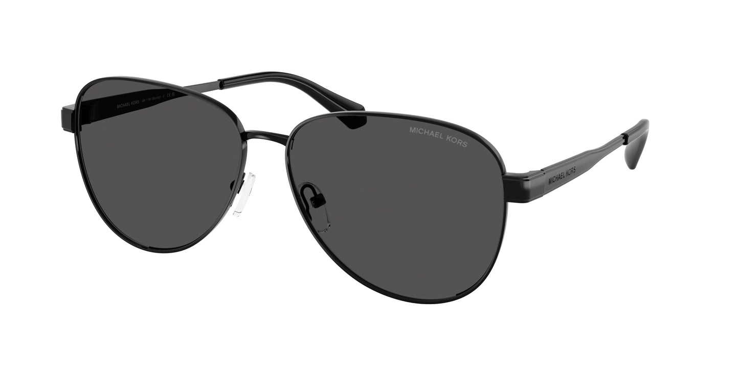 Michael Kors BIARRITZ MK1160 Pilot Sunglasses  100587-Black Shiny 61-145-14 - Color Map Black