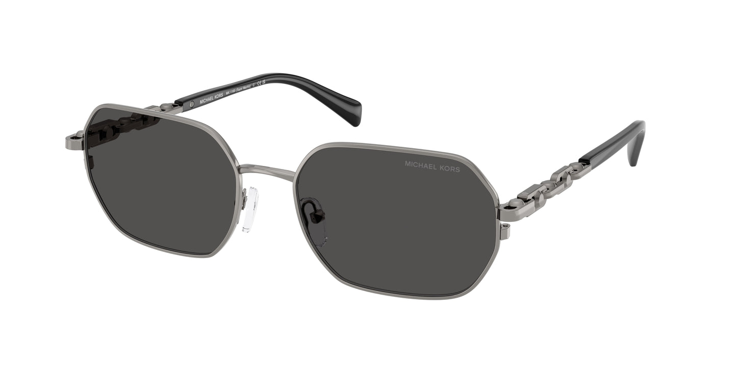 Michael Kors SAINT MARTIN MK1165 Irregular Sunglasses  100287-Gunmetal Shiny 57-145-18 - Color Map Grey