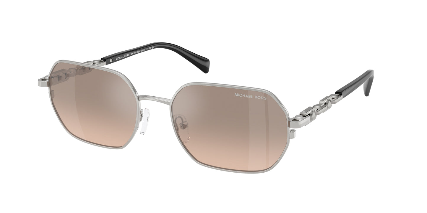 Michael Kors SAINT MARTIN MK1165 Irregular Sunglasses  18933D-Silver Shiny 57-145-18 - Color Map Silver