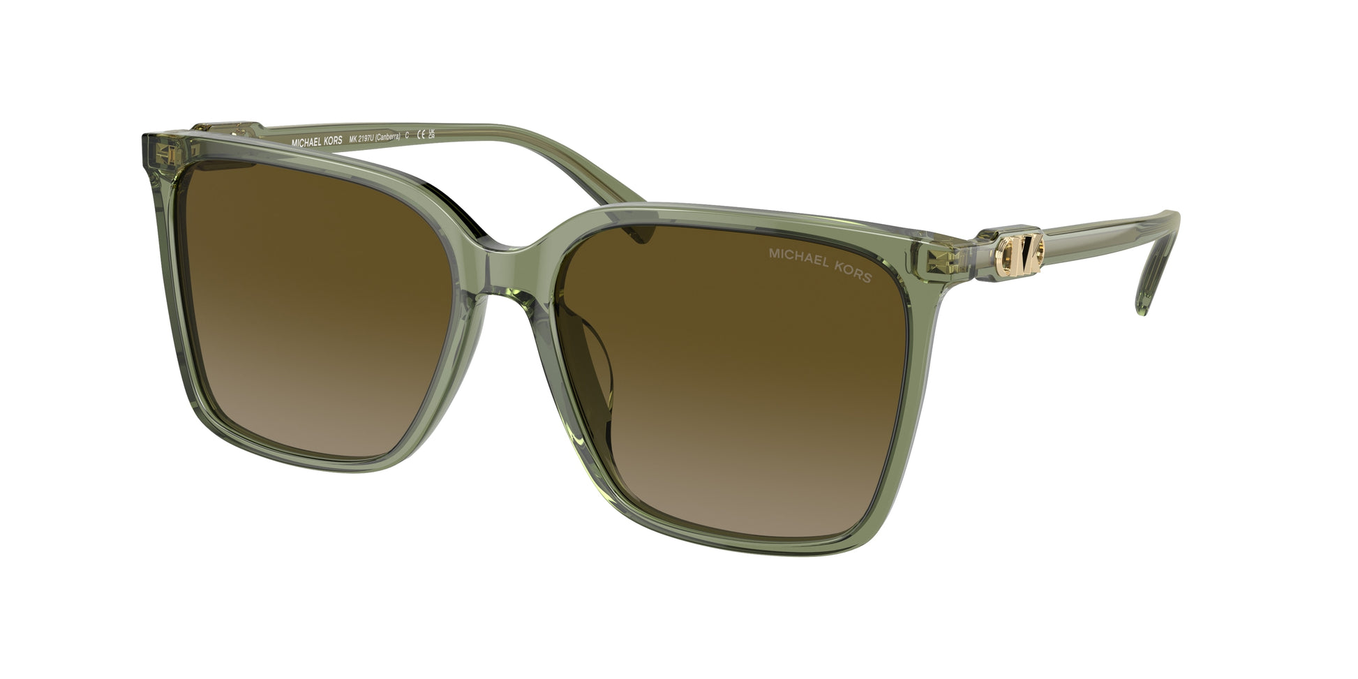 Michael Kors CANBERRA MK2197U Square Sunglasses  394413-Green Transparent 56-140-16 - Color Map Green