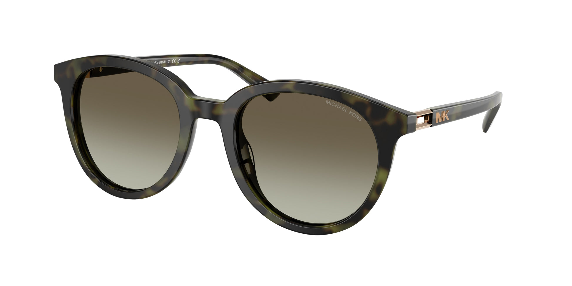 Michael Kors BIG BEND MK2227 Round Sunglasses  39433M-Olive Tortoise 53-145-21 - Color Map Green