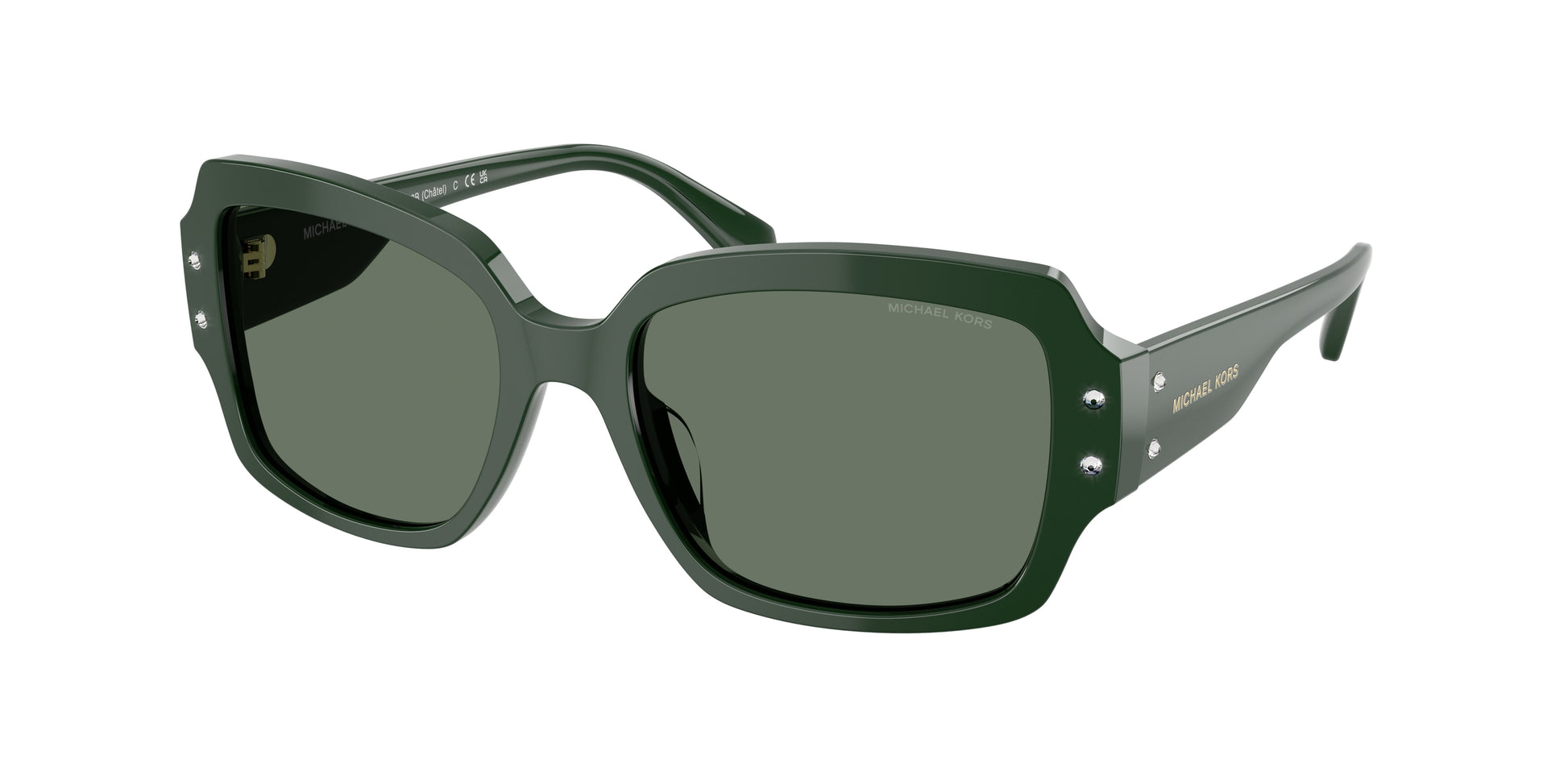Michael Kors CHâTEL MK2233B Square Sunglasses  40063H-Bosco 55-140-18 - Color Map Green