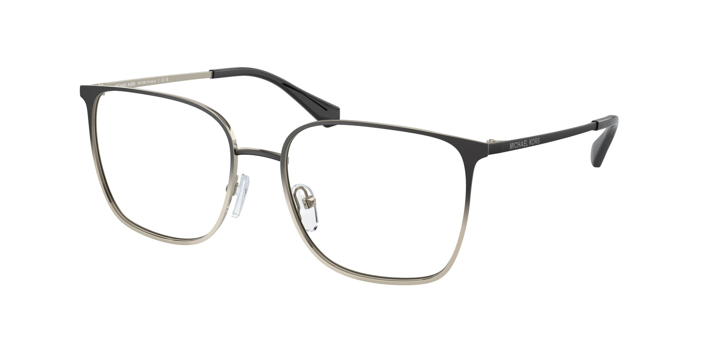 Michael Kors PORTLAND MK3068 Square Eyeglasses 1001-Black Light Gold Gradient 54-140-17 - Color Map Black