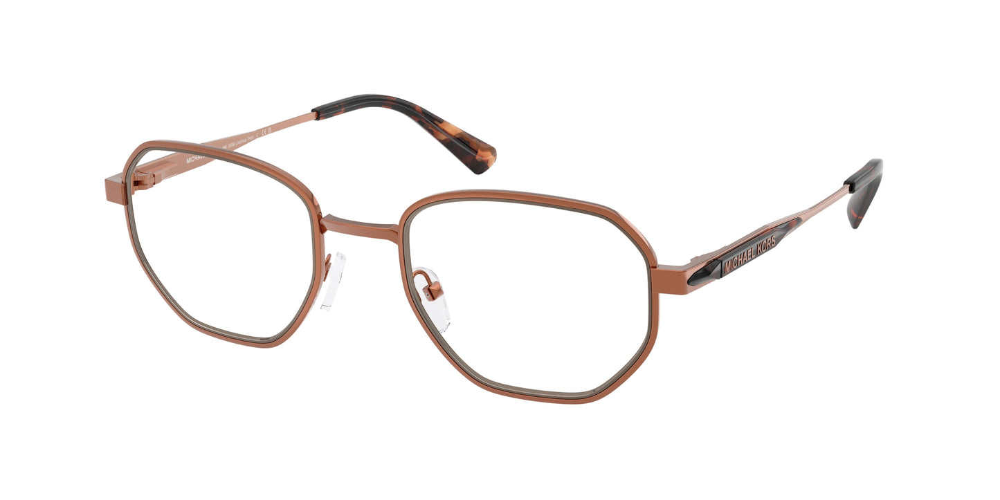 Michael Kors JOSHUA TREE MK3098 Irregular Eyeglasses 1900-Shiny Copper 51-145-21 - Color Map Copper