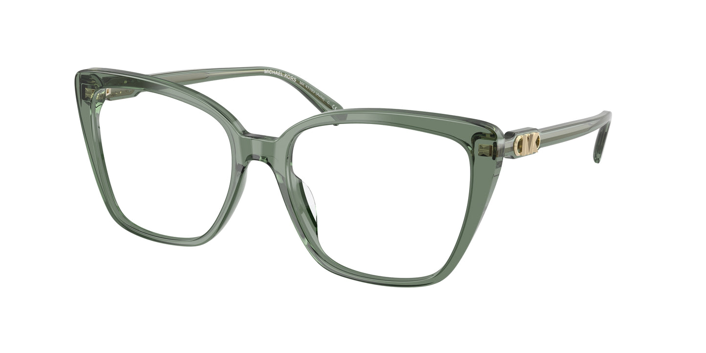 Michael Kors AVILA MK4110U Square Eyeglasses  4022-Smokey Olive Transparent 55-140-17 - Color Map Green