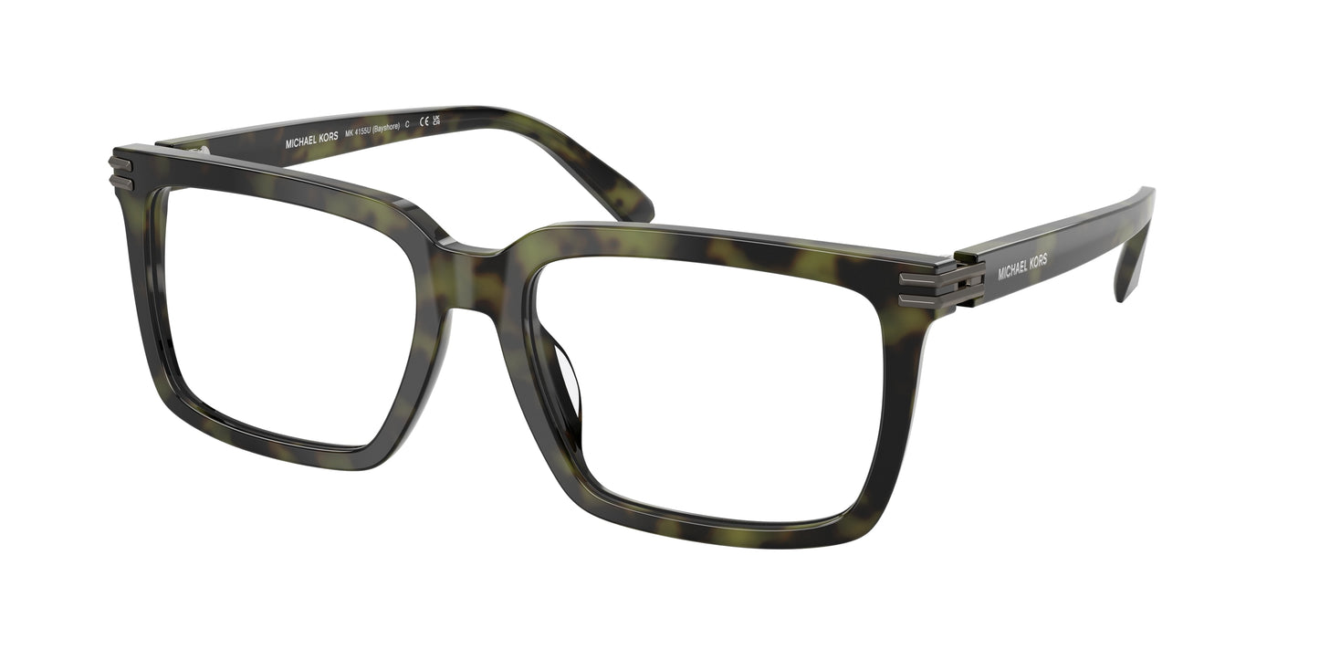Michael Kors BAYSHORE MK4155U Square Eyeglasses  3705-Olive Tortoise 57-145-18 - Color Map Green