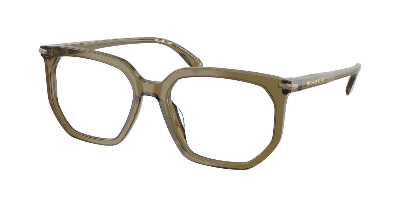 Michael Kors SEQUOIA MK4158U Irregular Eyeglasses  4012-Olive Transparent 55-145-18 - Color Map Green