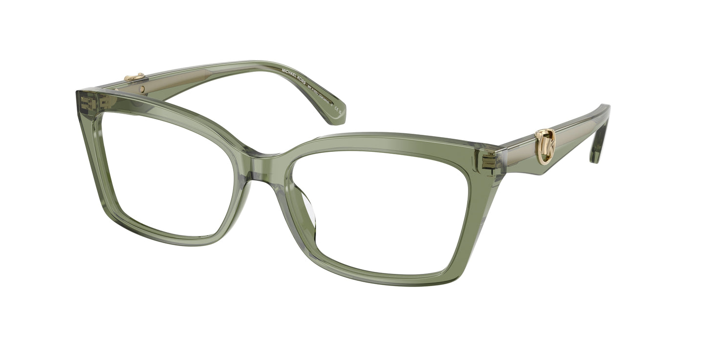 Michael Kors GARZENO MK4165U Rectangle Eyeglasses  3961-Green Transparent 53-140-16 - Color Map Green