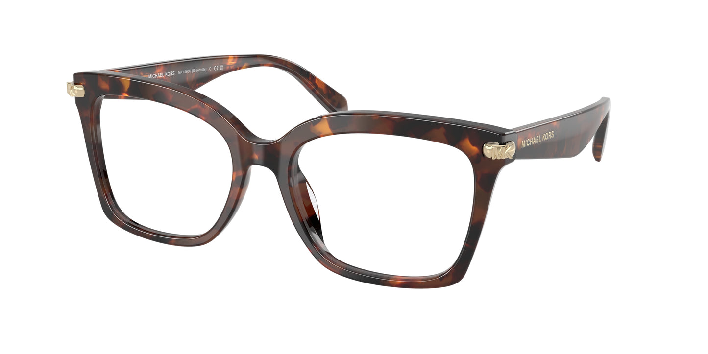 Michael Kors GREENVILLE MK4166U Square Eyeglasses  4031-Luggage Tortoise 55-140-18 - Color Map Tortoise