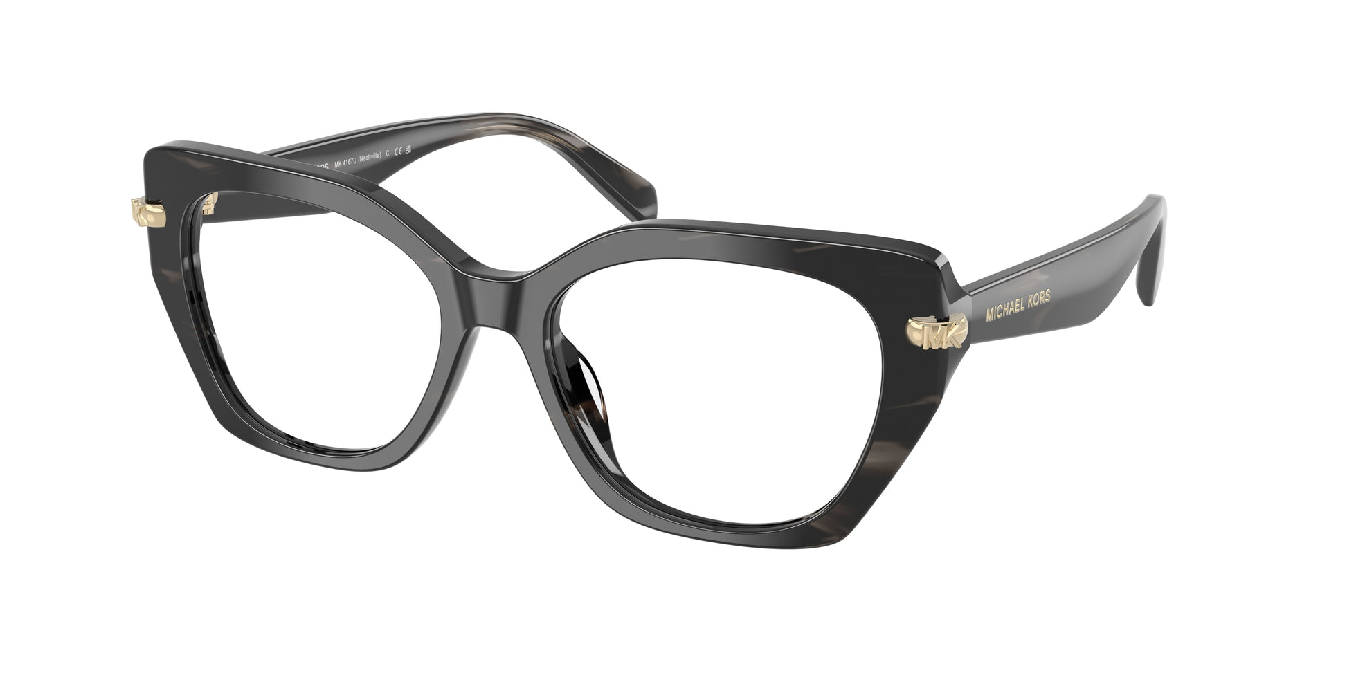 Michael Kors NASHVILLE MK4167U Irregular Eyeglasses  4034-Black Horn 53-140-17 - Color Map Black