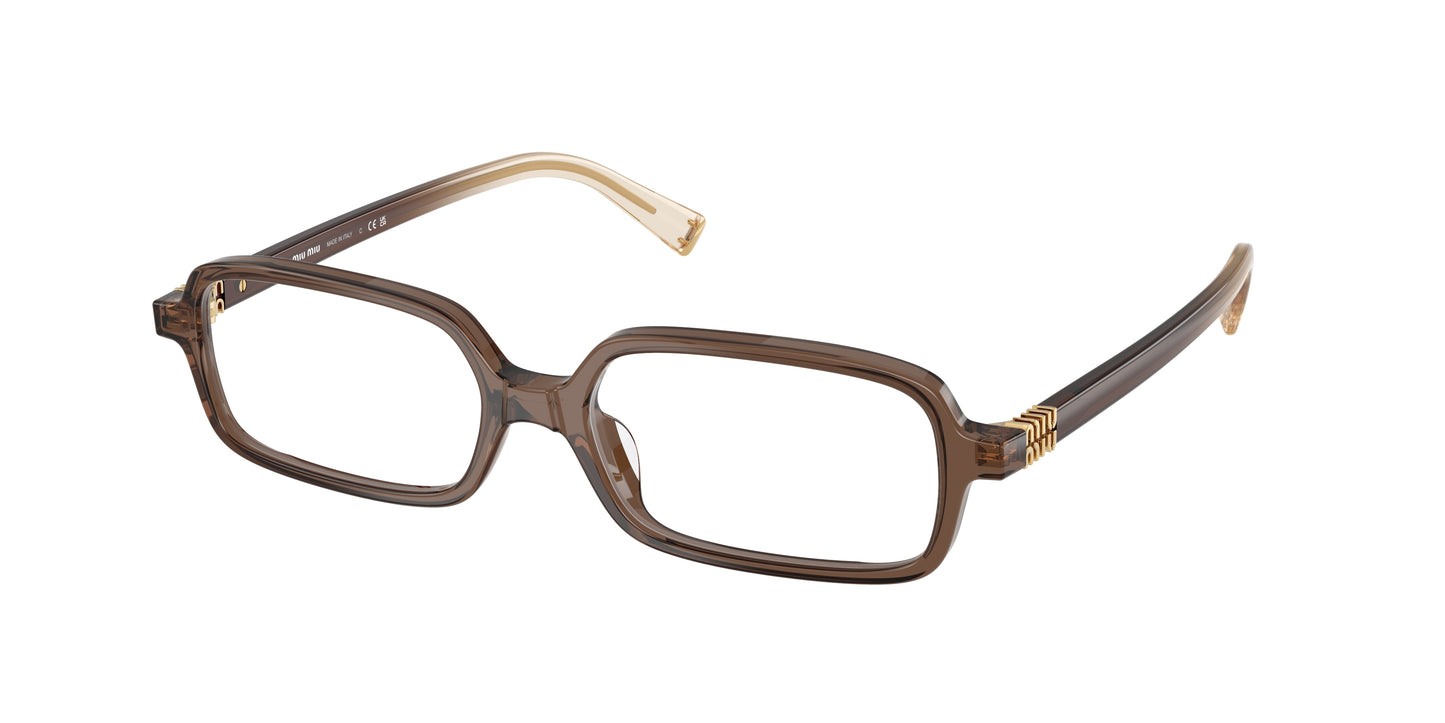 Miu Miu MU01YVF Rectangle Eyeglasses 23H1O1-Brown Transparent 53-140-16 - Color Map Brown