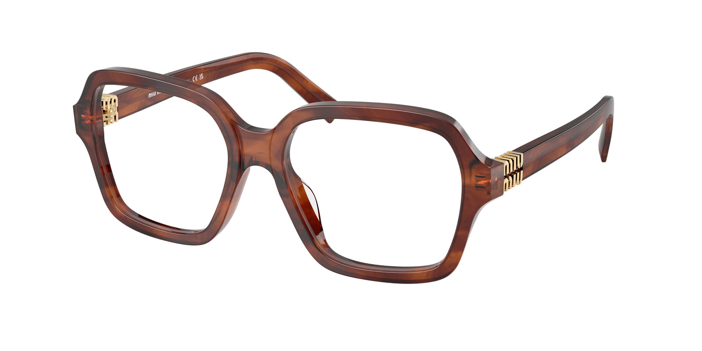 Miu Miu MU03YVF Square Eyeglasses 26E1O1-Striped Tobacco 54-140-16 - Color Map Brown