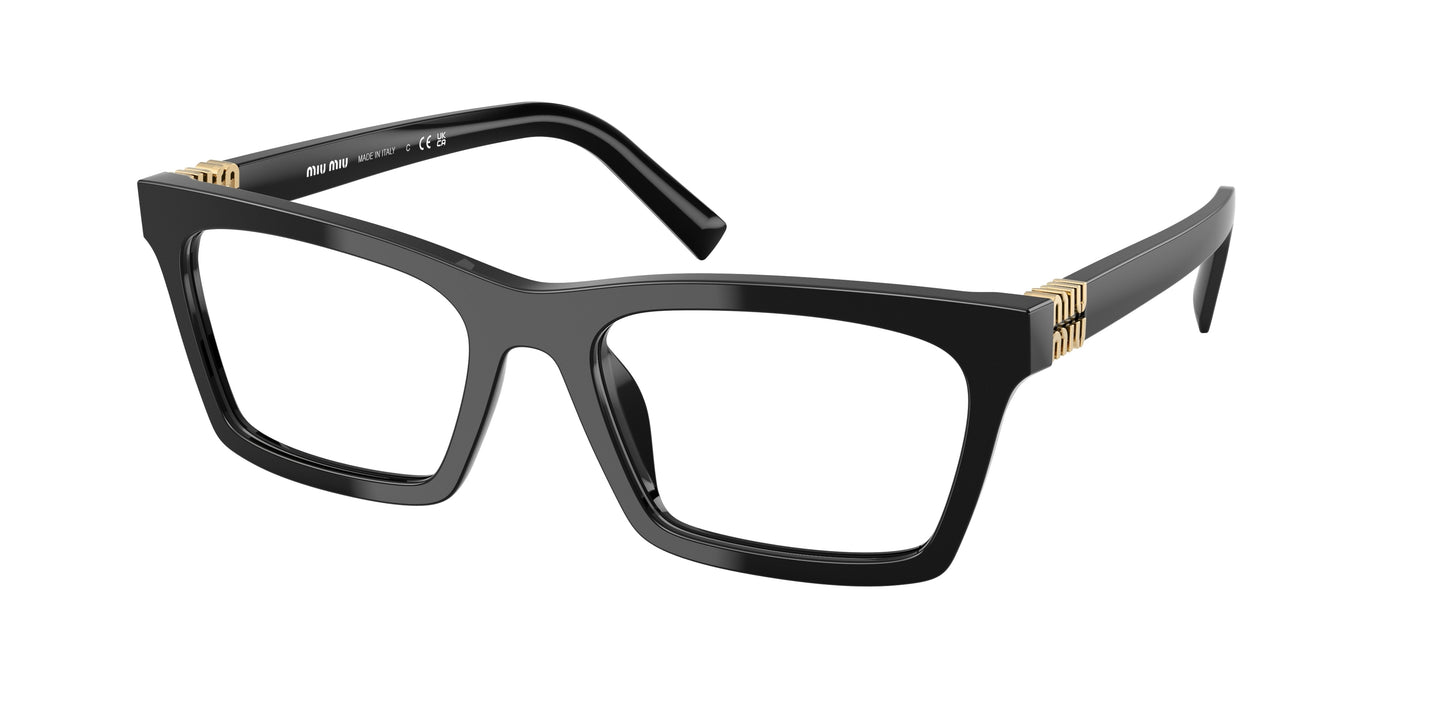 Miu Miu MU04WV Rectangle Eyeglasses 16K1O1-Black 55-140-19 - Color Map Black