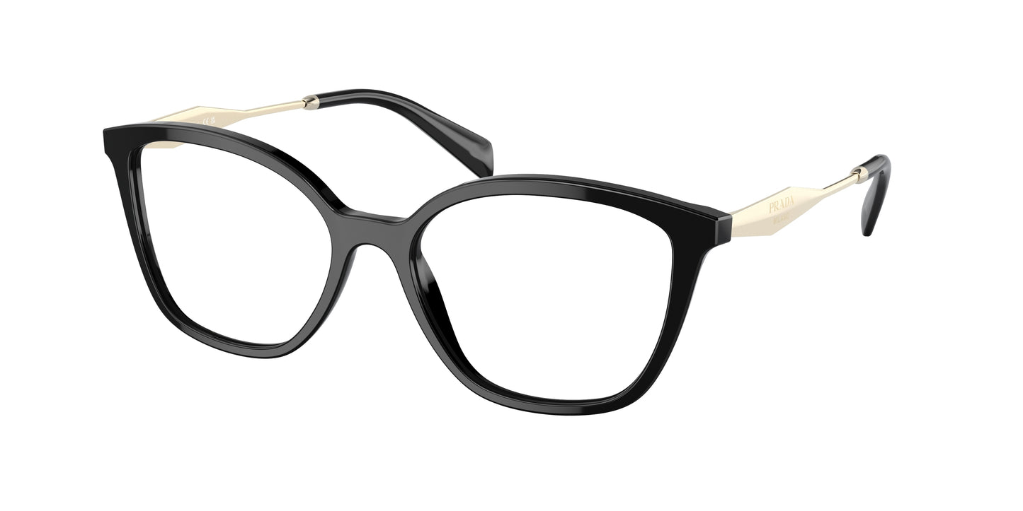 Prada PR02ZVF Butterfly Eyeglasses 1AB1O1-Black 56-140-16 - Color Map Black