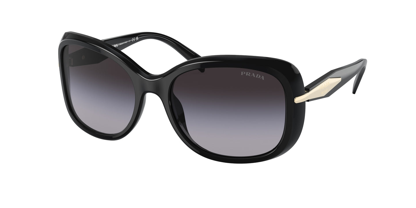 Prada PR04ZS Rectangle Sunglasses 1AB09S-Black 57-135-18 - Color Map Black
