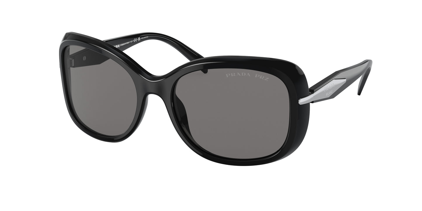 Prada PR04ZS Rectangle Sunglasses 1AB5Z1-Black 57-135-18 - Color Map Black