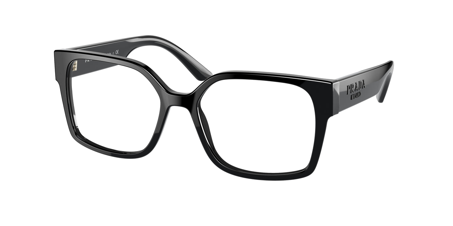 Prada PR10WV Rectangle Eyeglasses 1AB1O1-Black 54-140-17 - Color Map Black
