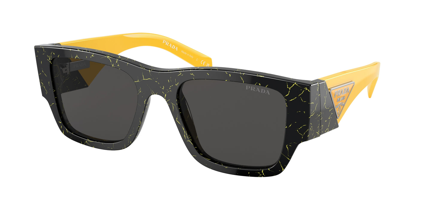 Prada PR10ZS Pillow Sunglasses 19D5S0-Black/Yellow Marble 54-140-20 - Color Map Black