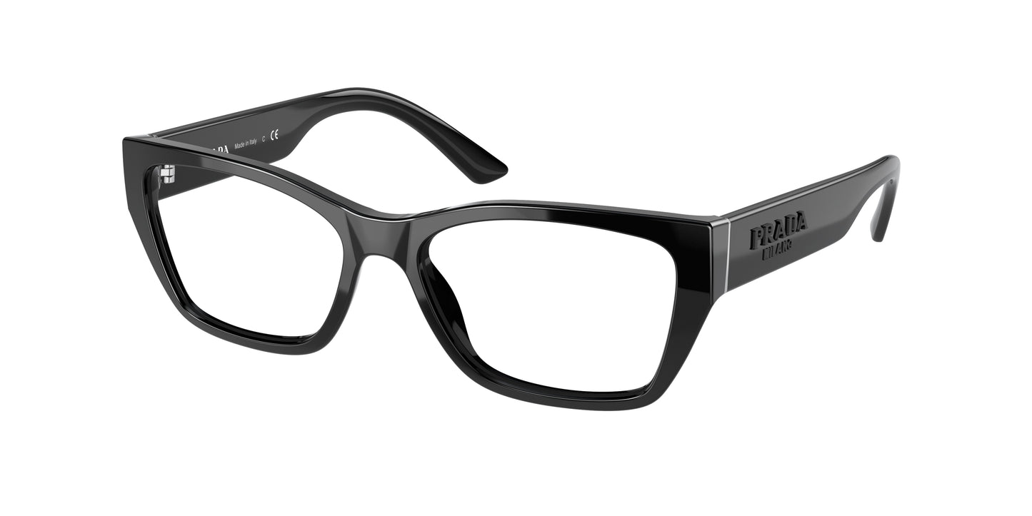 Prada PR11YVF Irregular Eyeglasses 1AB1O1-Black 55-140-16 - Color Map Black