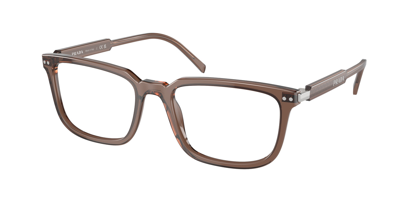 Prada PR13YVF Rectangle Eyeglasses 17O1O1-Crystal Brown 56-145-18 - Color Map Brown