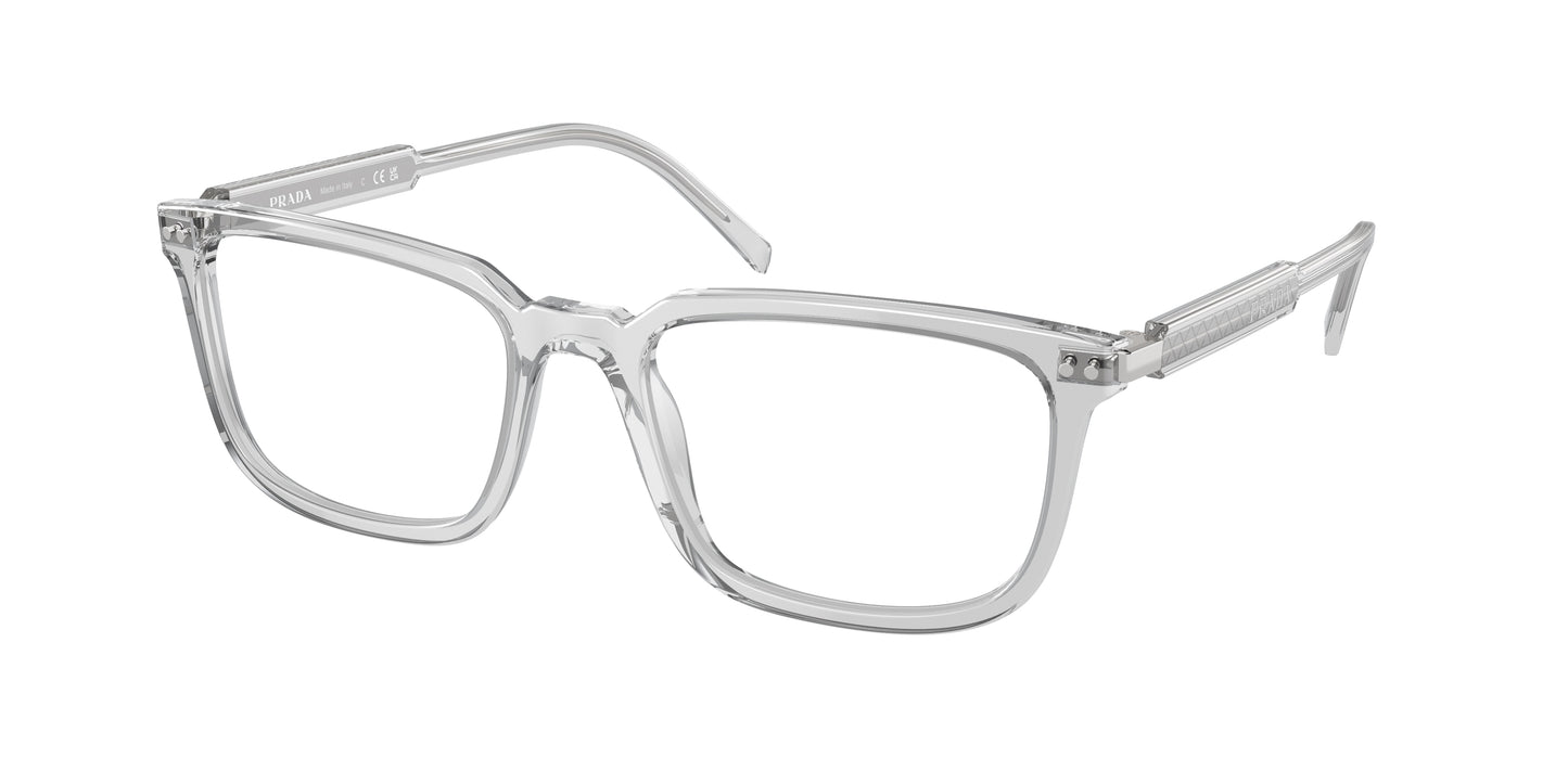 Prada PR13YVF Rectangle Eyeglasses 17P1O1-Crystal Grey 56-145-18 - Color Map Grey