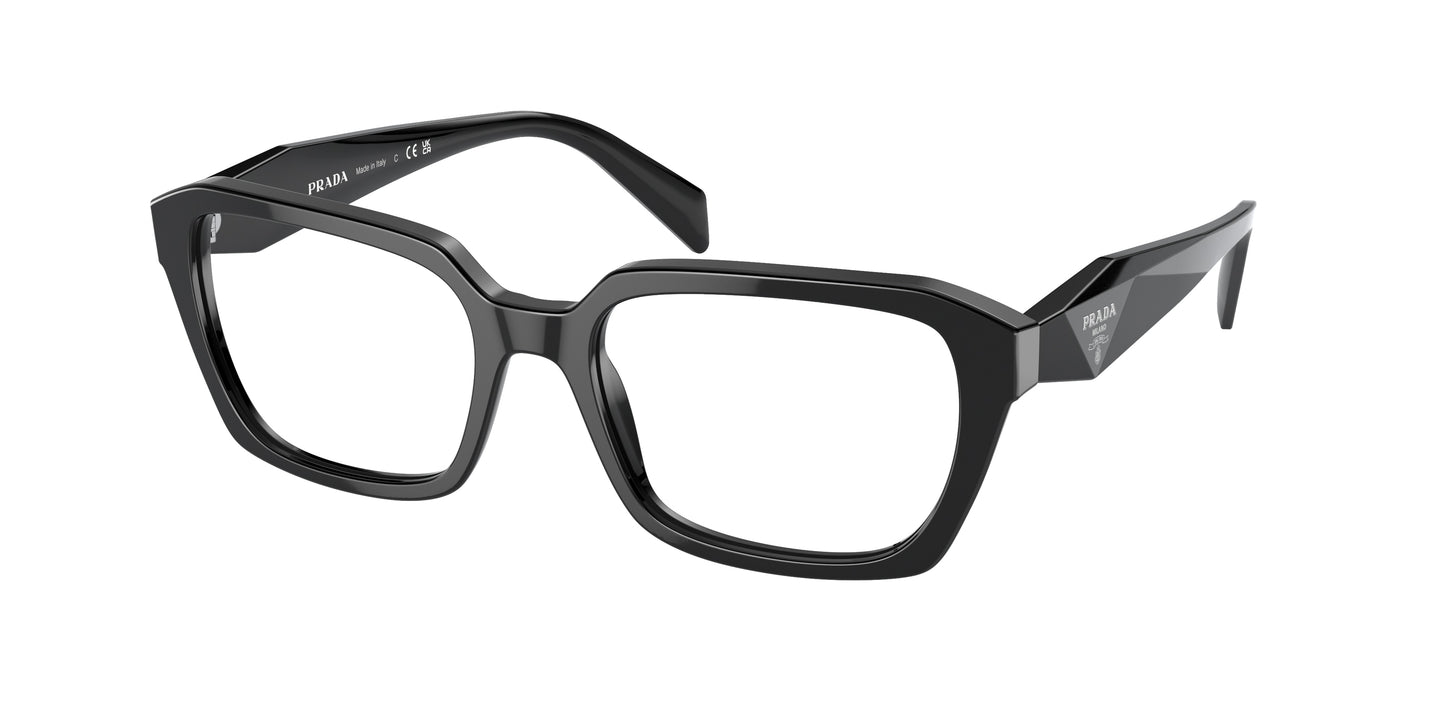 Prada PR14ZV Irregular Eyeglasses 1AB1O1-Black 54-145-18 - Color Map Black