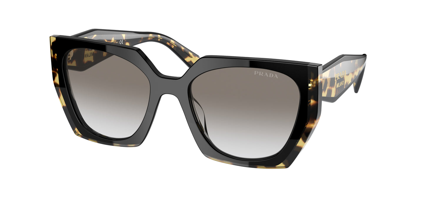 Prada PR15WSF Rectangle Sunglasses 3890A7-Black/Medium Tortoise 55-140-19 - Color Map Black