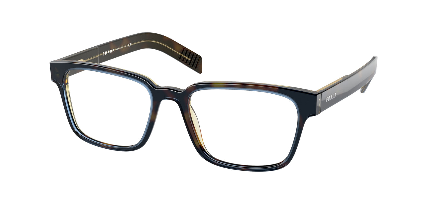 Prada PR15WV Rectangle Eyeglasses ZXH1O1-Havana Denim 53-145-18 - Color Map Brown