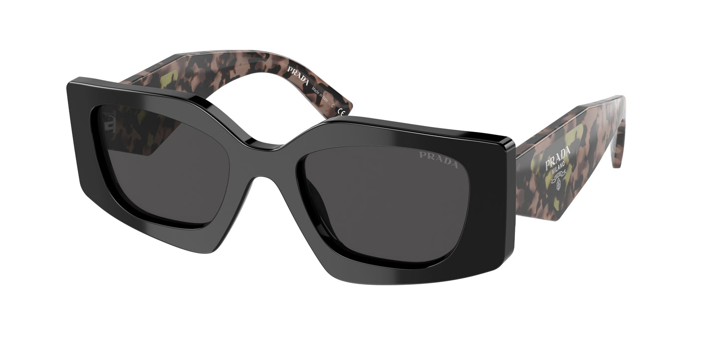 Prada PR15YSF Irregular Sunglasses 1AB5S0-Black 52-140-21 - Color Map Black