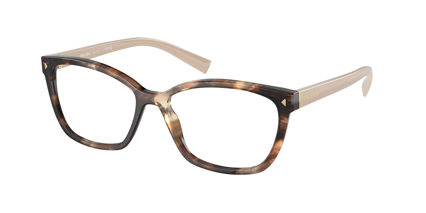 Prada PR15ZV Rectangle Eyeglasses 07R1O1-Caramel Havana 55-145-16 - Color Map Brown