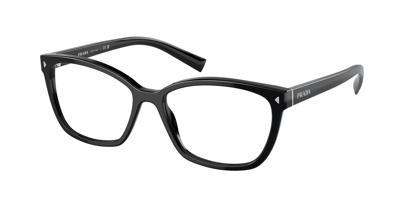 Prada PR15ZV Rectangle Eyeglasses 1AB1O1-Black 55-145-16 - Color Map Black