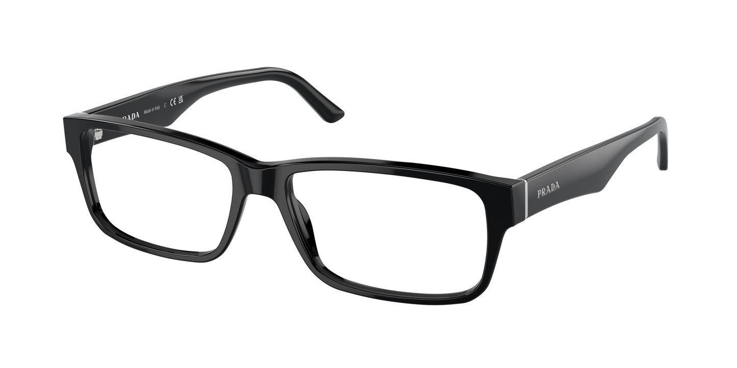Prada HERITAGE PR16MV Rectangle Eyeglasses 1AB1O1-Gloss Black 55-140-16 - Color Map Black