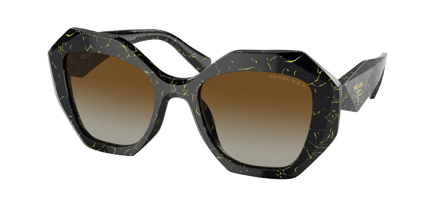 Prada PR16WSF Irregular Sunglasses 19D6E1-Black/Yellow Marble 53-145-18 - Color Map Black