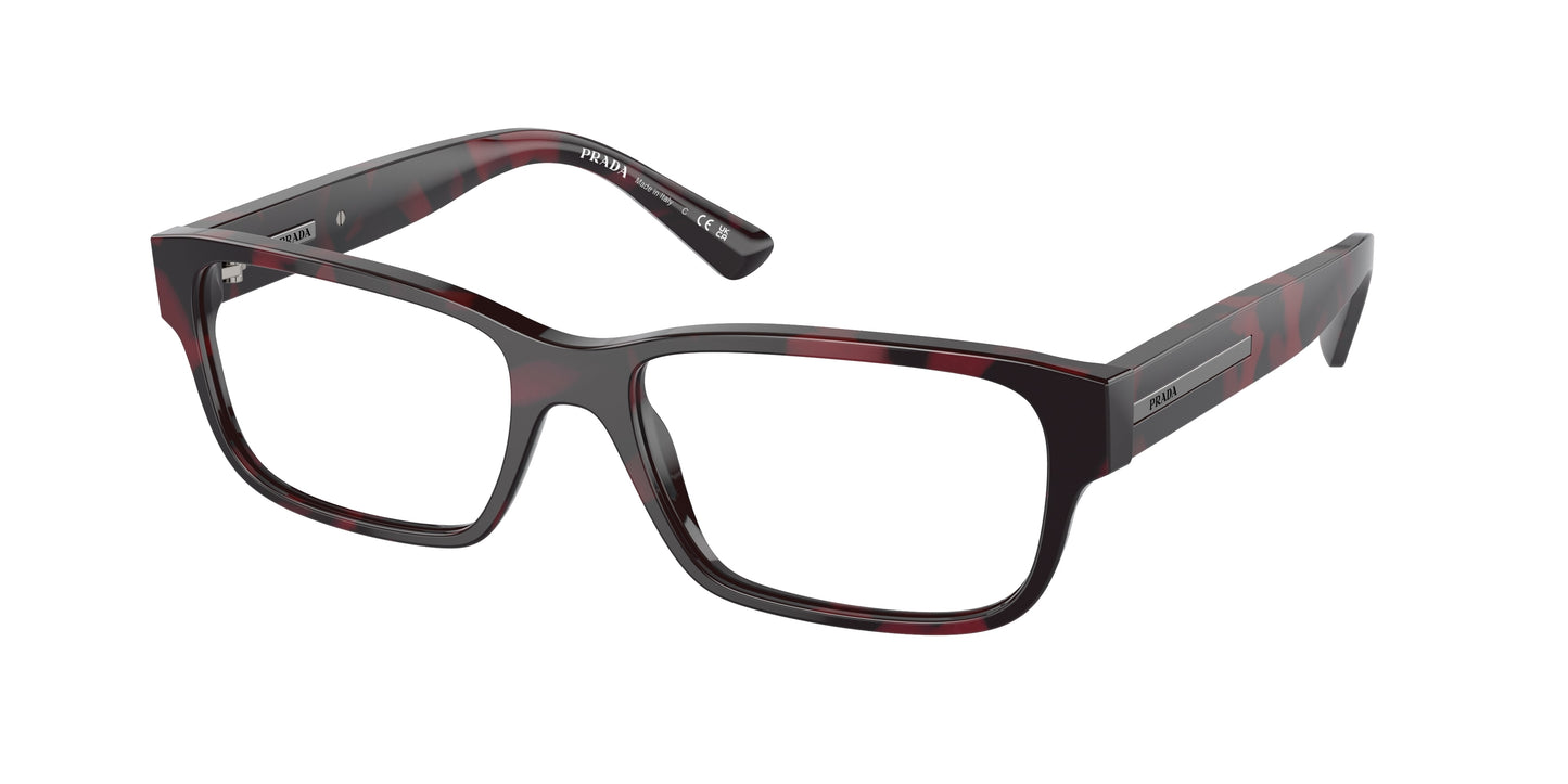 Prada PR18ZV Pillow Eyeglasses 18I1O1-Havana Red 56-140-17 - Color Map Red