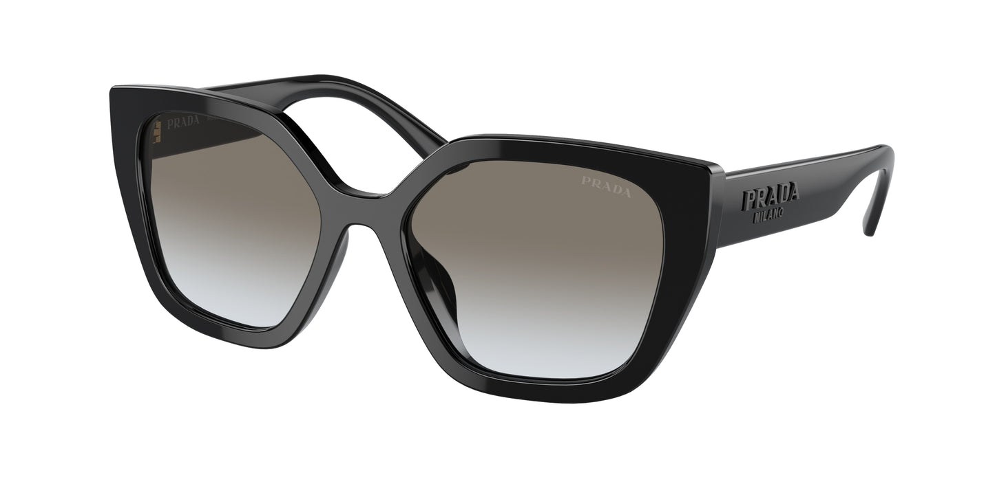 Prada PR24XS Rectangle Sunglasses 1AB0A7-Black 52-140-18 - Color Map Black