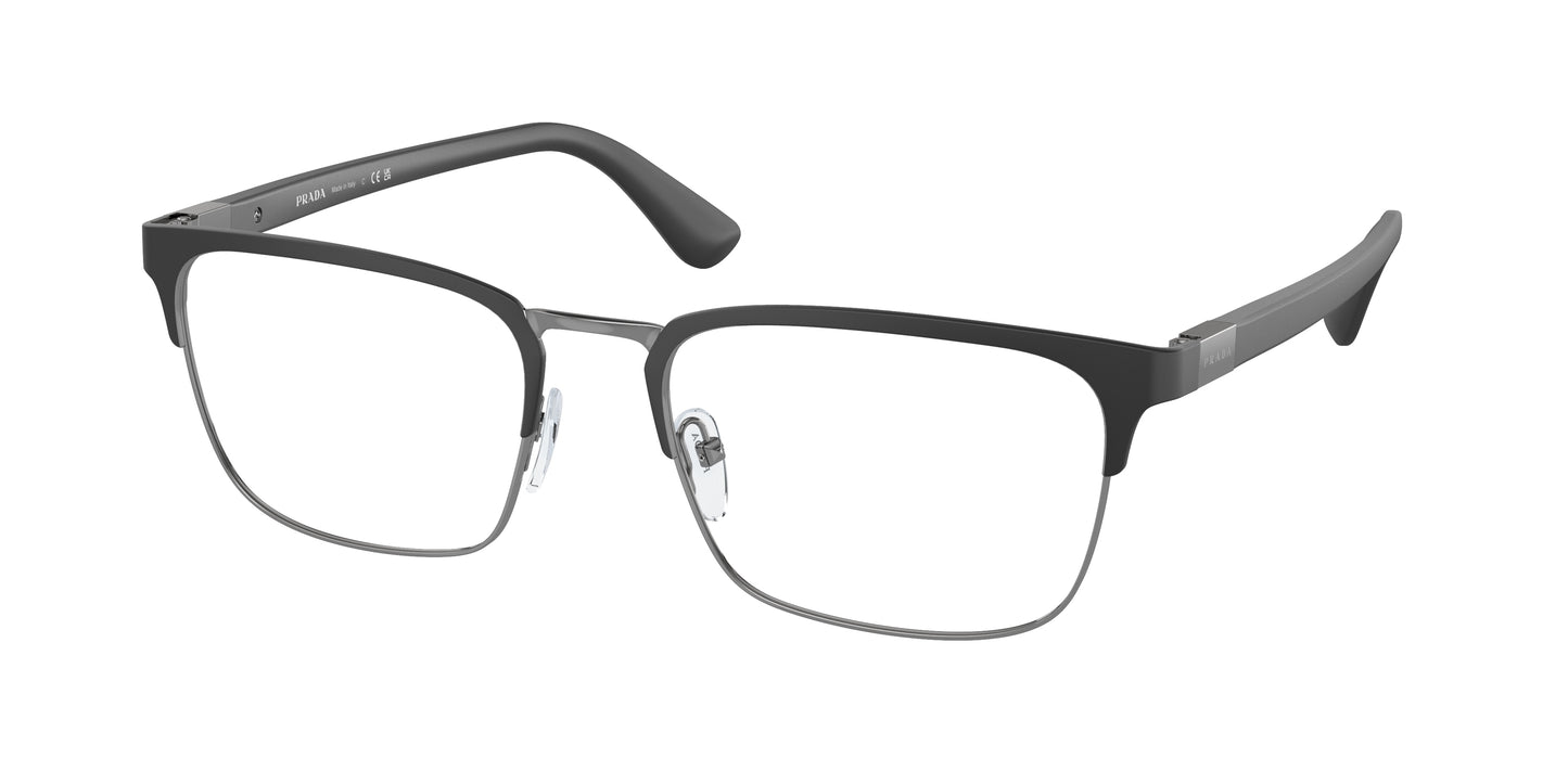 Prada HERITAGE PR54TV Rectangle Eyeglasses 1BO1O1-Black 57-150-19 - Color Map Black