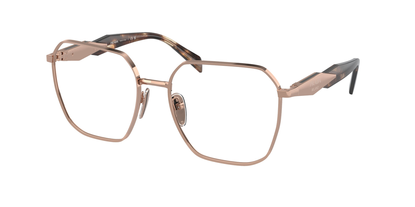 Prada PR56ZV Square Eyeglasses SVF1O1-Pink Gold 55-140-18 - Color Map Pink
