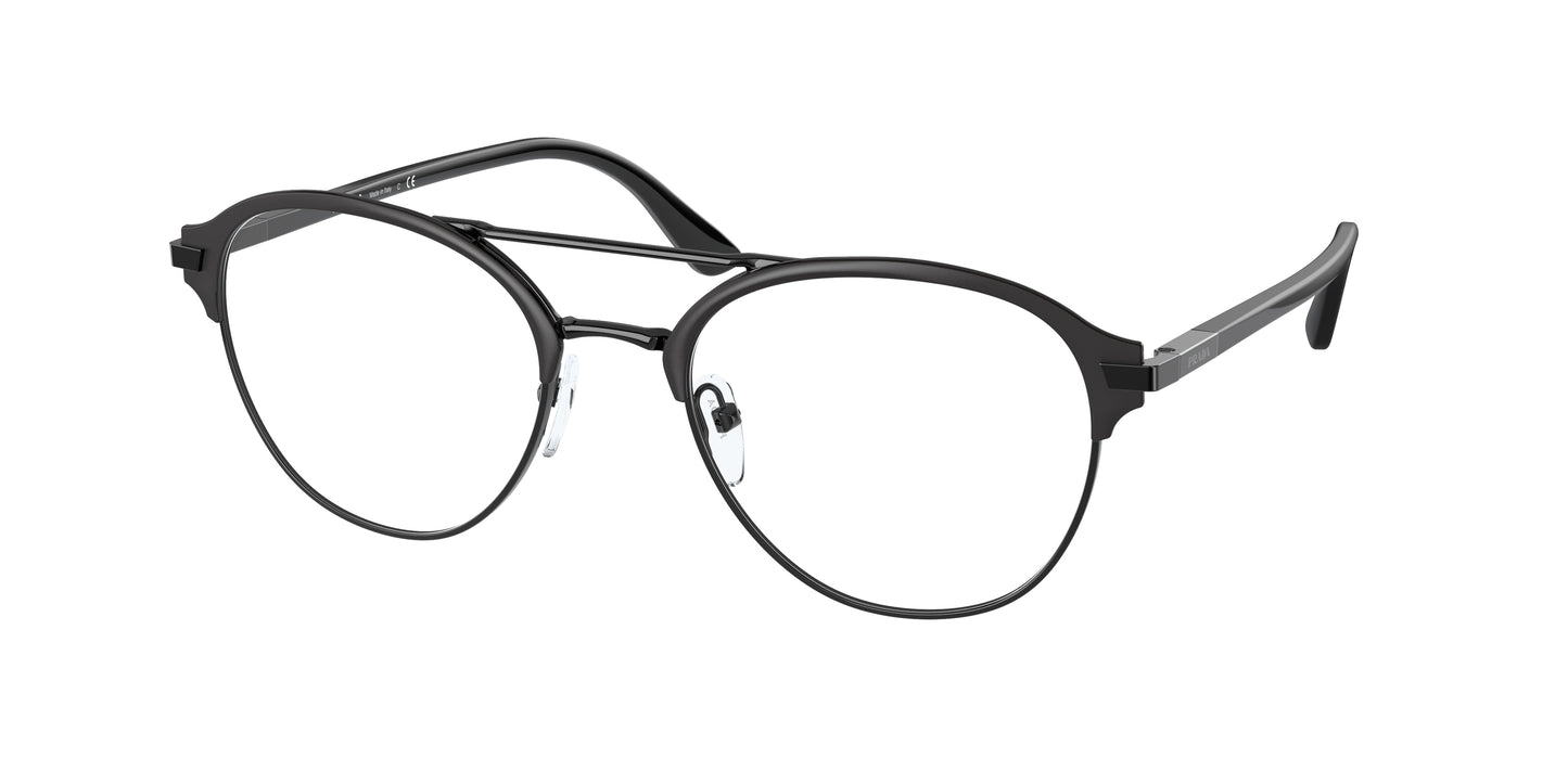 Prada PR61WV Pilot Eyeglasses 07F1O1-Matte Black/Black 53-145-20 - Color Map Black