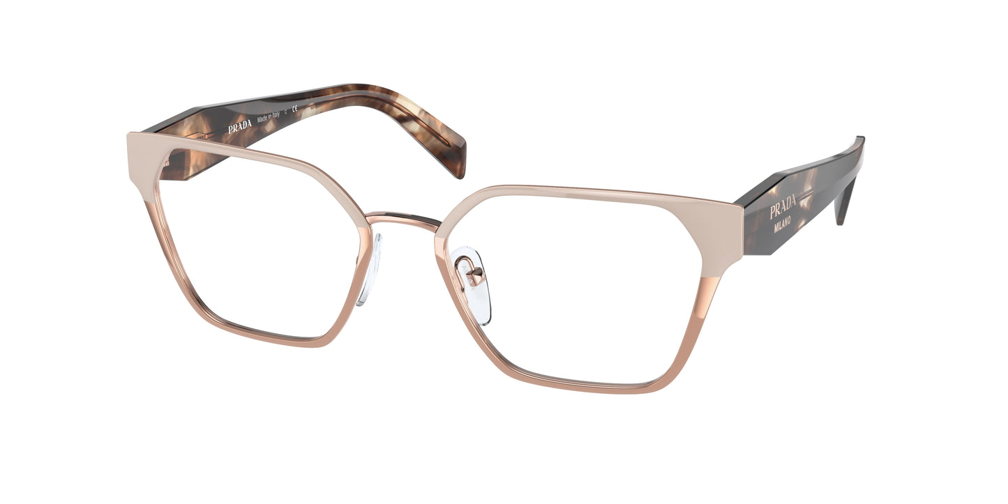 Prada PR63WV Irregular Eyeglasses 05L1O1-Powder/Pink Gold 53-140-18 - Color Map Grey